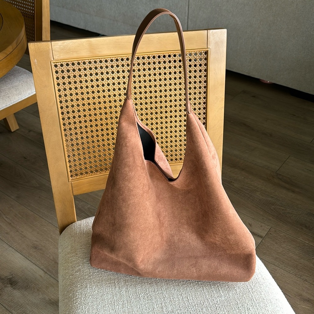 Faux suede shoulder bag